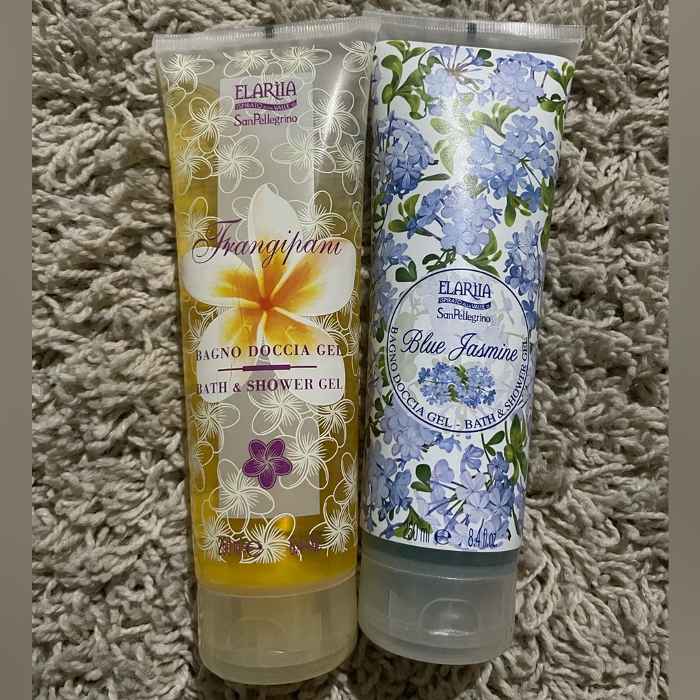 RARE Elariia San Pellagrino Frangipani and Blue Jasmine Bath & Shower Gel